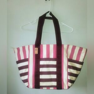 PINK Victoria's Secret Pink and White Striped Tote